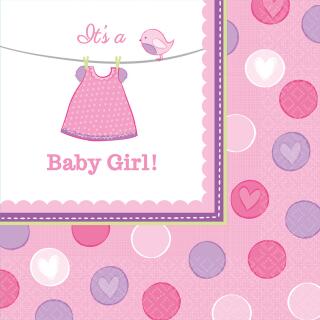 32-teiliges Party Set Baby Shower With Love - Girl - Teller, Becher, Servietten für 8 Personen