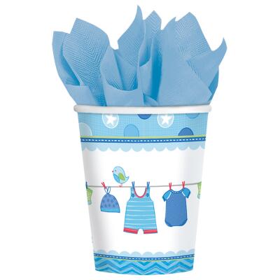 Baby Party  -  Shower With Love - Boy -  Pappbecher, 267 ml, 8 Stück