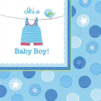 Baby Party  -  Shower With Love - Boy -  Servietten, 33 x 33 cm, 20 Stück