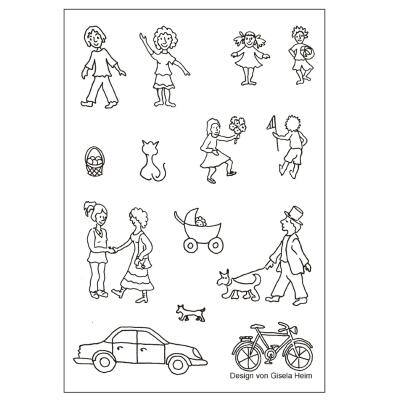 Efco (037) clear stamps Stempel Set - Dorf - Personen - Auto