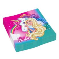 37-teiliges Party-Set Barbie Dreamtopia mit Einhorn   - Teller Becher Servietten Tischdecke für 8 Kinder