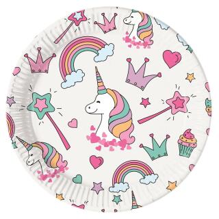 Einhorn Magic Party - Unicorn - 8 Teller,  23 cm