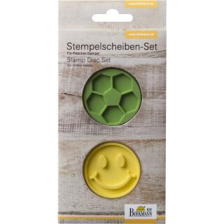 Ø 5 cm 2er Set Smiley & Fußball